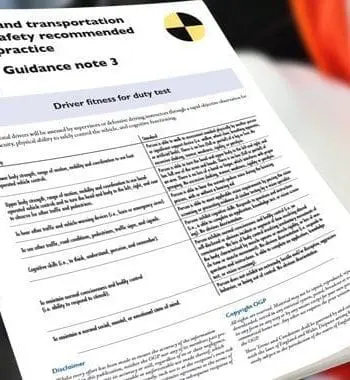 Land transportation safety recommended practice - Driver fitness for duty test
