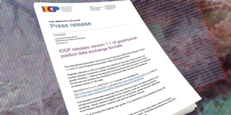 IOGP releases version 1.1 of geophysical position data exchange formats