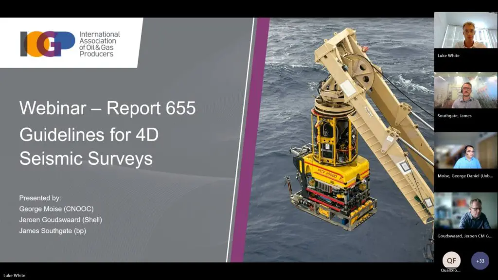 The IOGP Geomatics Committee recently held a webinar on the recently released Report 655 - Guidelines for 4D Seismic Surveys.